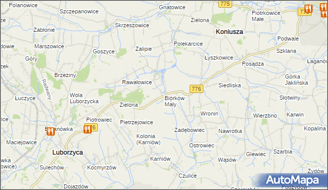 mapa Biórków Mały, Biórków Mały na mapie Targeo