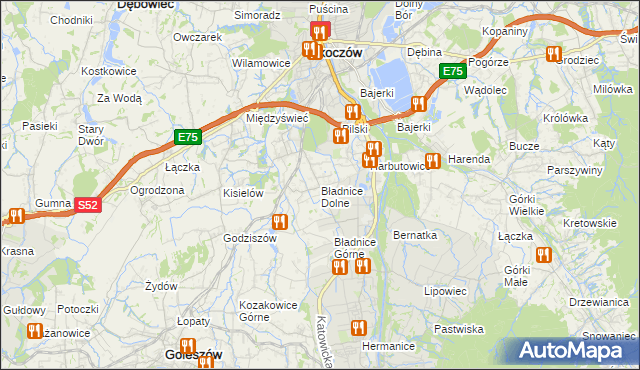 mapa Bładnice Dolne, Bładnice Dolne na mapie Targeo