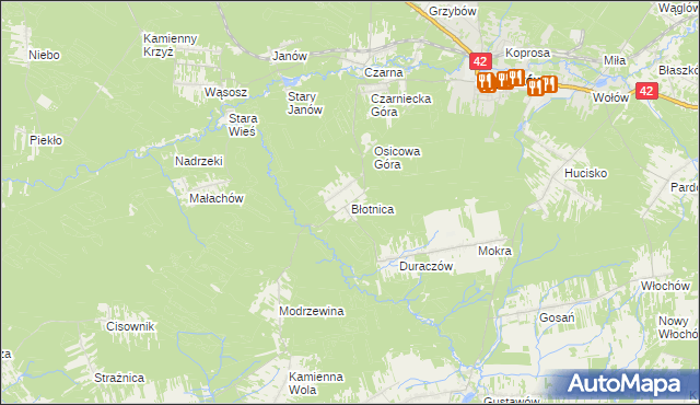 mapa Błotnica gmina Stąporków, Błotnica gmina Stąporków na mapie Targeo