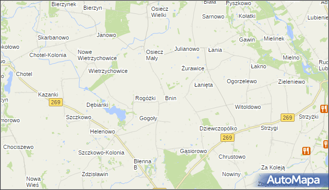 mapa Bnin gmina Boniewo, Bnin gmina Boniewo na mapie Targeo