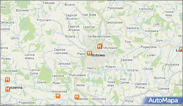 mapa Bobowa powiat gorlicki, Bobowa powiat gorlicki na mapie Targeo