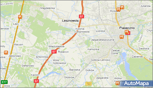 mapa Bobrowiec gmina Piaseczno, Bobrowiec gmina Piaseczno na mapie Targeo