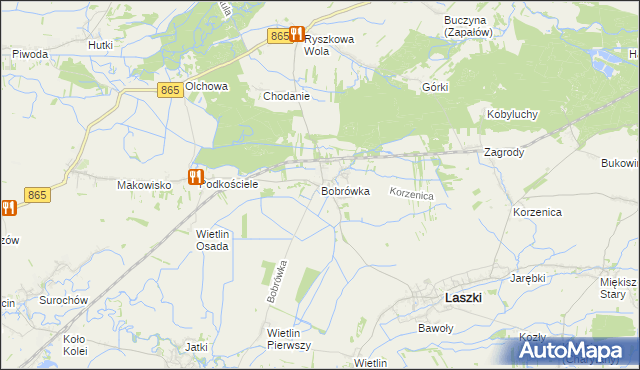 mapa Bobrówka gmina Laszki, Bobrówka gmina Laszki na mapie Targeo