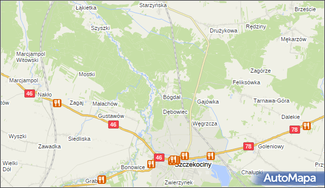 mapa Bógdał, Bógdał na mapie Targeo