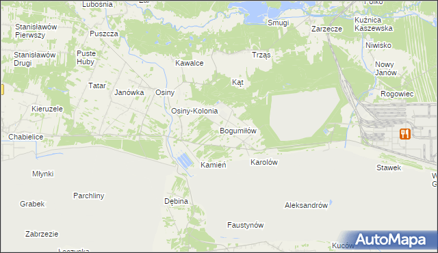 mapa Bogumiłów gmina Kleszczów, Bogumiłów gmina Kleszczów na mapie Targeo