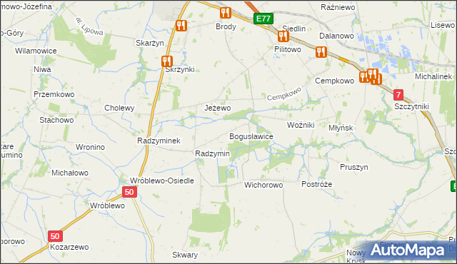 mapa Bogusławice gmina Płońsk, Bogusławice gmina Płońsk na mapie Targeo