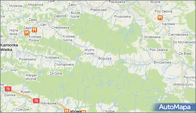 mapa Bogusza, Bogusza na mapie Targeo