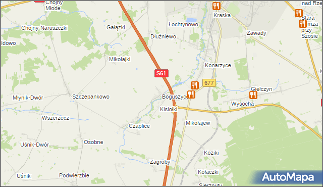 mapa Boguszyce gmina Łomża, Boguszyce gmina Łomża na mapie Targeo