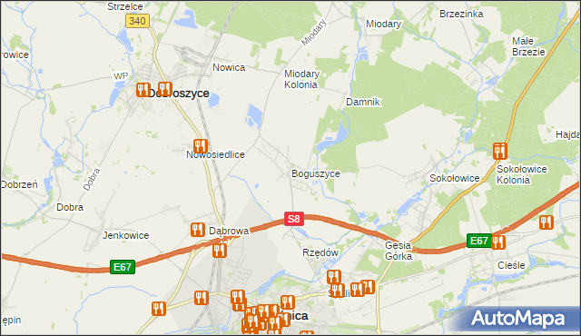 mapa Boguszyce gmina Oleśnica, Boguszyce gmina Oleśnica na mapie Targeo
