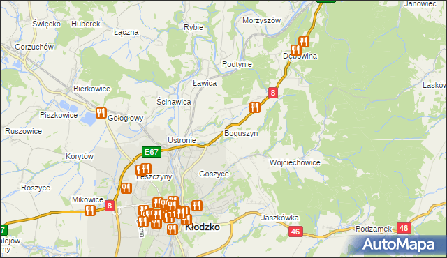 mapa Boguszyn gmina Kłodzko, Boguszyn gmina Kłodzko na mapie Targeo