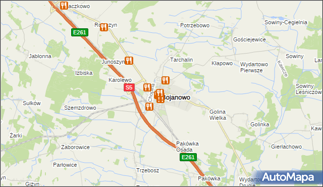 mapa Bojanowo powiat rawicki, Bojanowo powiat rawicki na mapie Targeo