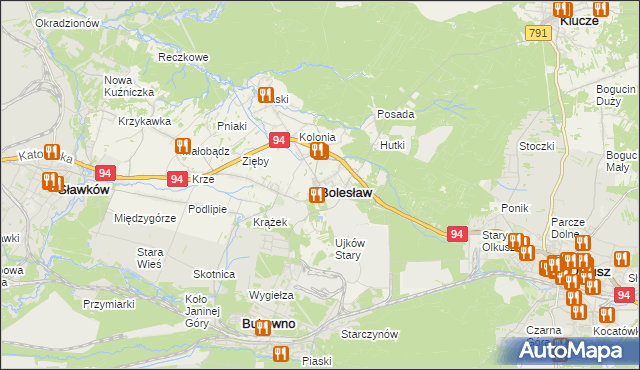 mapa Bolesław powiat olkuski, Bolesław powiat olkuski na mapie Targeo