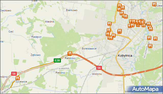 mapa Bolesławice gmina Kobylnica, Bolesławice gmina Kobylnica na mapie Targeo
