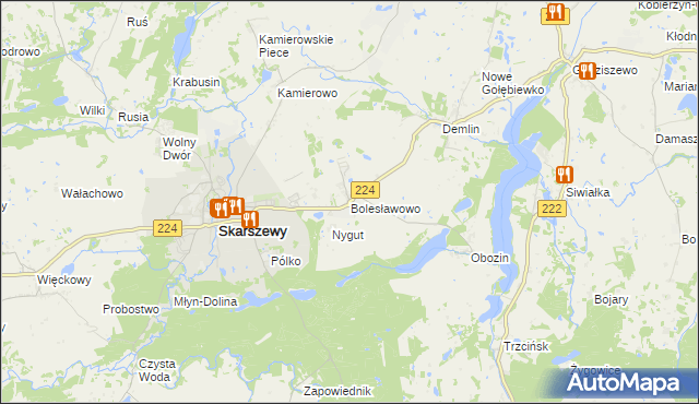 mapa Bolesławowo gmina Skarszewy, Bolesławowo gmina Skarszewy na mapie Targeo