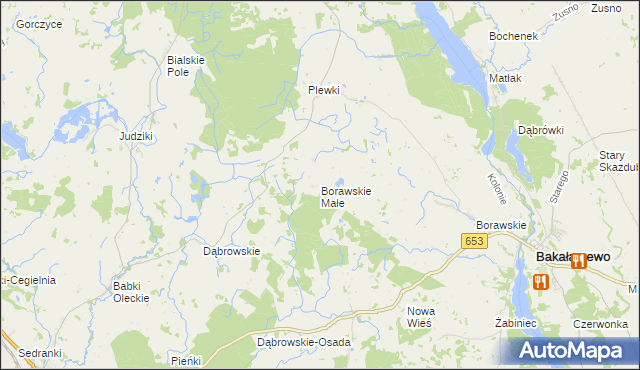 mapa Borawskie Małe, Borawskie Małe na mapie Targeo