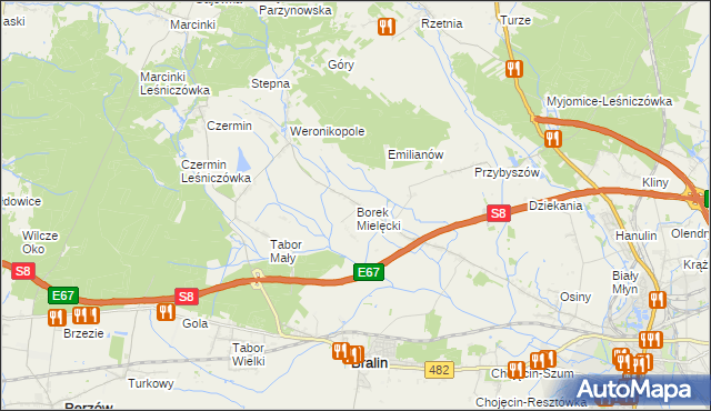 mapa Borek Mielęcki, Borek Mielęcki na mapie Targeo