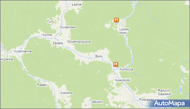 mapa Borki gmina Gródek, Borki gmina Gródek na mapie Targeo