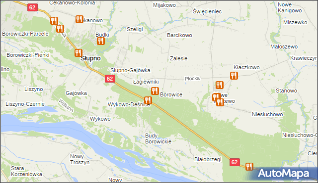 mapa Borowice gmina Bodzanów, Borowice gmina Bodzanów na mapie Targeo