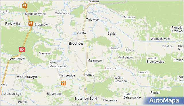 mapa Brochów-Kolonia, Brochów-Kolonia na mapie Targeo