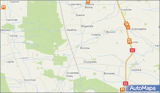mapa Bronów gmina Pleszew, Bronów gmina Pleszew na mapie Targeo