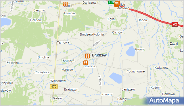 mapa Brudzew powiat turecki, Brudzew powiat turecki na mapie Targeo