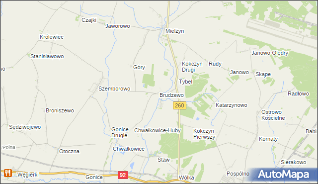 mapa Brudzewo gmina Strzałkowo, Brudzewo gmina Strzałkowo na mapie Targeo