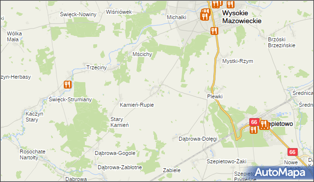 mapa Bryki gmina Wysokie Mazowieckie, Bryki gmina Wysokie Mazowieckie na mapie Targeo