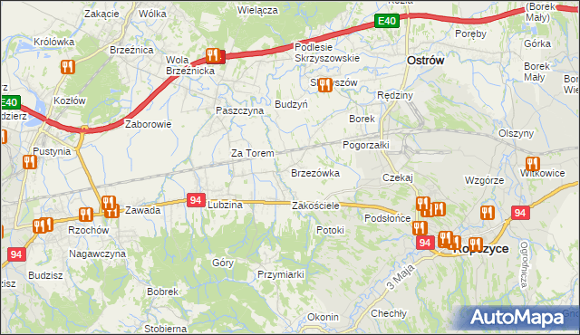 mapa Brzezówka gmina Ropczyce, Brzezówka gmina Ropczyce na mapie Targeo