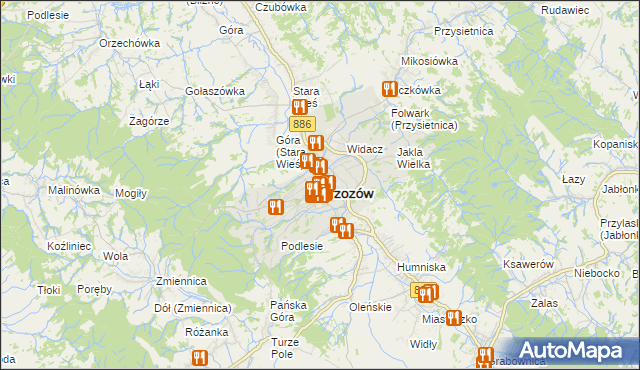 mapa Brzozów, Brzozów na mapie Targeo