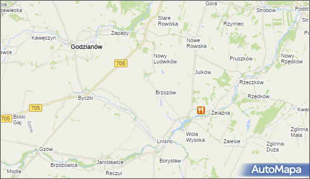 mapa Brzozów gmina Skierniewice, Brzozów gmina Skierniewice na mapie Targeo