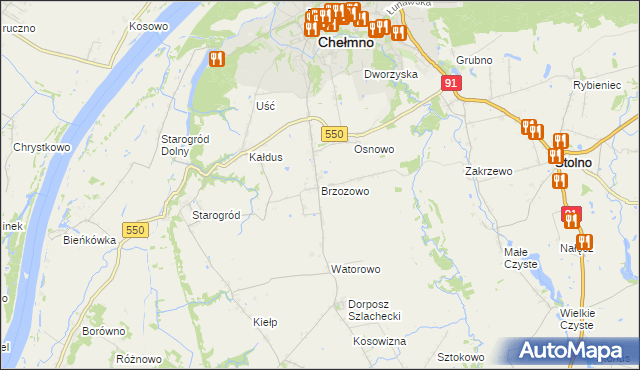 mapa Brzozowo gmina Kijewo Królewskie, Brzozowo gmina Kijewo Królewskie na mapie Targeo