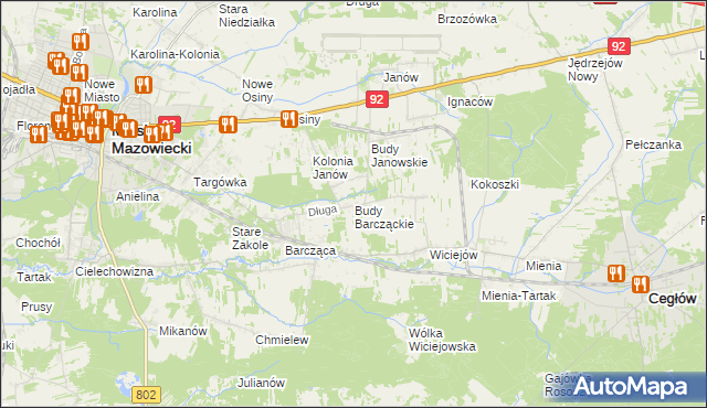 mapa Budy Barcząckie, Budy Barcząckie na mapie Targeo