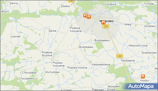 mapa Budziejewo, Budziejewo na mapie Targeo