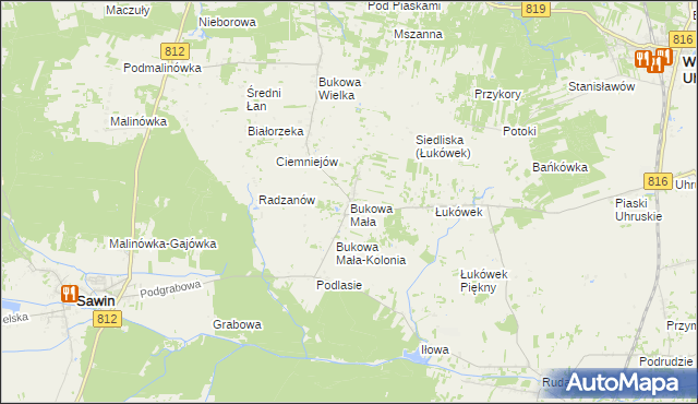 mapa Bukowa Mała, Bukowa Mała na mapie Targeo