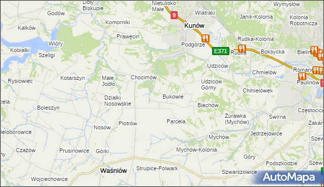 mapa Bukowie gmina Kunów, Bukowie gmina Kunów na mapie Targeo