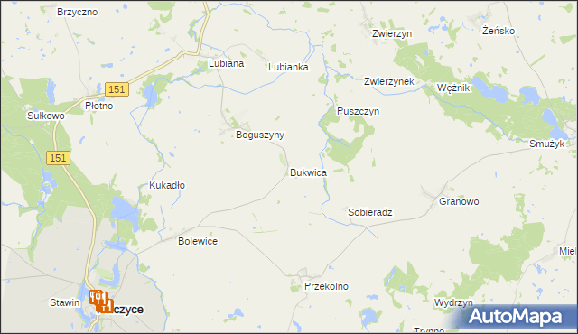 mapa Bukwica gmina Pełczyce, Bukwica gmina Pełczyce na mapie Targeo