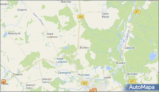 mapa Buślary, Buślary na mapie Targeo