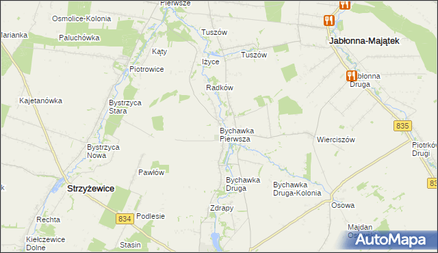 mapa Bychawka Pierwsza, Bychawka Pierwsza na mapie Targeo