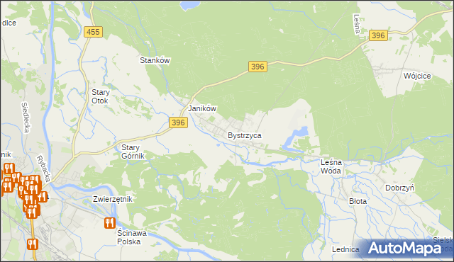 mapa Bystrzyca gmina Oława, Bystrzyca gmina Oława na mapie Targeo