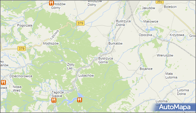 mapa Bystrzyca Górna, Bystrzyca Górna na mapie Targeo