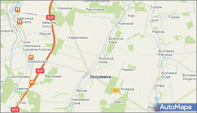 mapa Bystrzyca Nowa, Bystrzyca Nowa na mapie Targeo