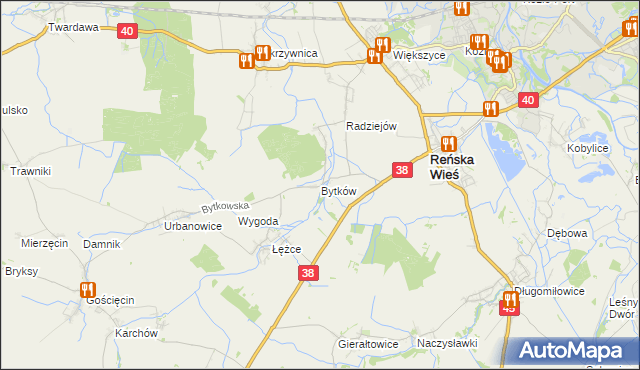 mapa Bytków gmina Reńska Wieś, Bytków gmina Reńska Wieś na mapie Targeo
