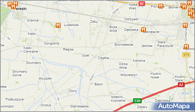 mapa Cegłów gmina Baranów, Cegłów gmina Baranów na mapie Targeo