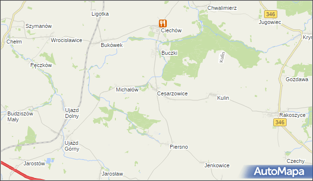 mapa Cesarzowice gmina Środa Śląska, Cesarzowice gmina Środa Śląska na mapie Targeo