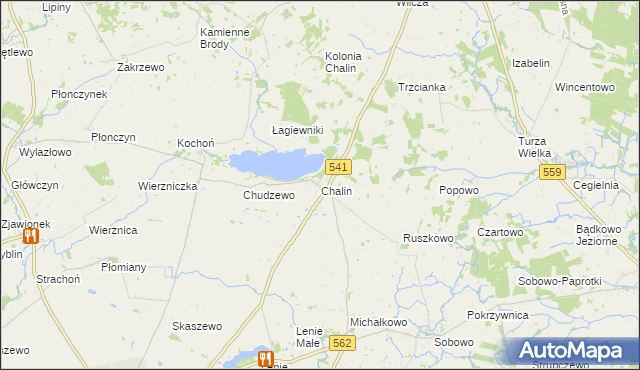 mapa Chalin gmina Dobrzyń nad Wisłą, Chalin gmina Dobrzyń nad Wisłą na mapie Targeo