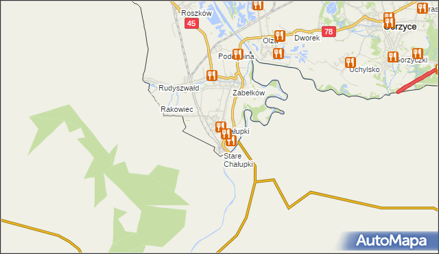 mapa Chałupki gmina Krzyżanowice, Chałupki gmina Krzyżanowice na mapie Targeo