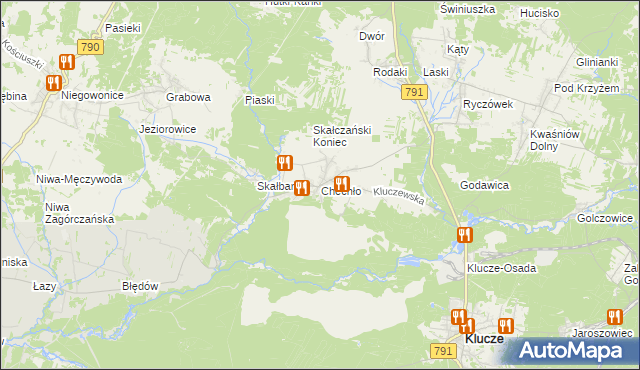 mapa Chechło gmina Klucze, Chechło gmina Klucze na mapie Targeo