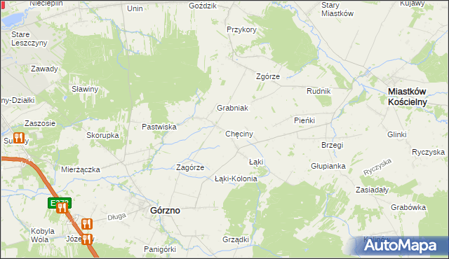 mapa Chęciny gmina Górzno, Chęciny gmina Górzno na mapie Targeo