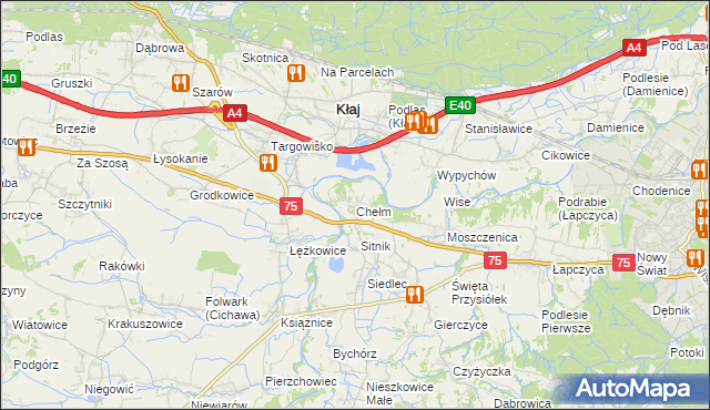 mapa Chełm gmina Bochnia, Chełm gmina Bochnia na mapie Targeo