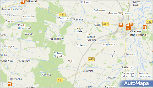 mapa Chlewo gmina Grabów nad Prosną, Chlewo gmina Grabów nad Prosną na mapie Targeo